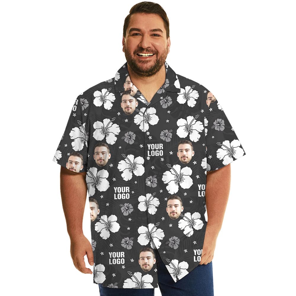 Black Hibiscus Bulk Custom Hawaiian Shirt No Minimum