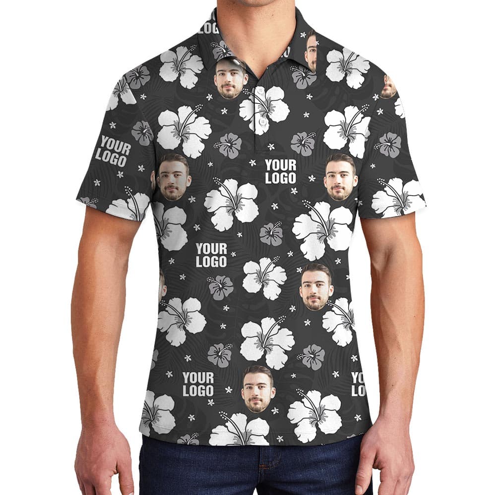 Black Hibiscus Hawaiian Polo Shirt For Men Women