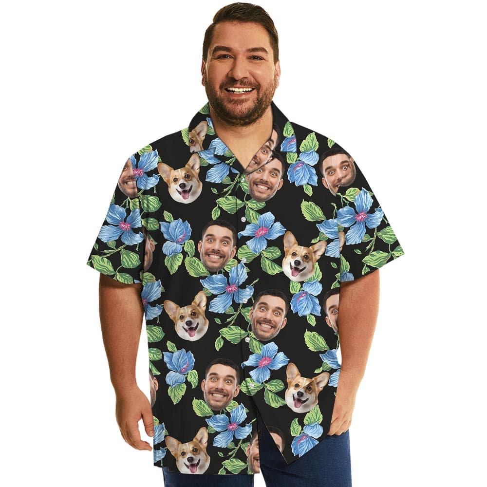 Black Personalized Tropical Summer Shirt With Photo