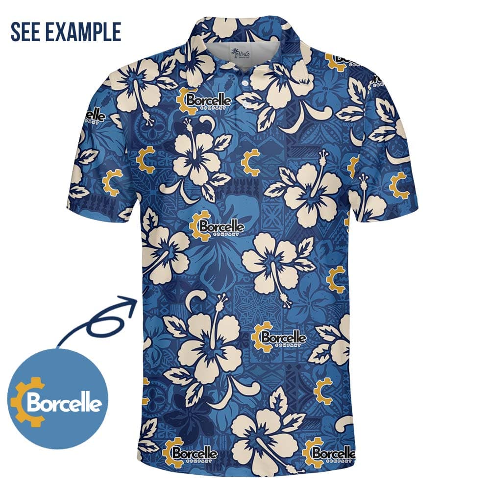 Blue Hibiscus Customized Polo Shirt For Group