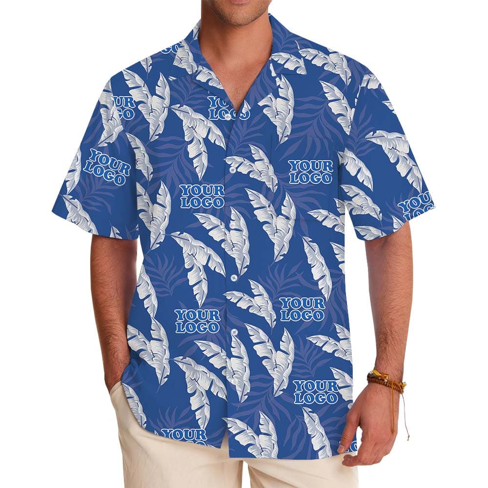 Blue Leaf Oasis Hawaiian Shirt With Custom Logo
