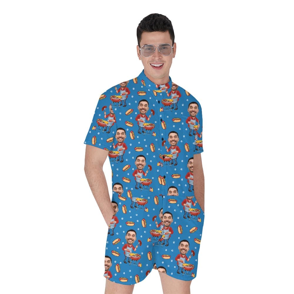 Blue Patriotic Theme BBQ Party Custom Face Romphim