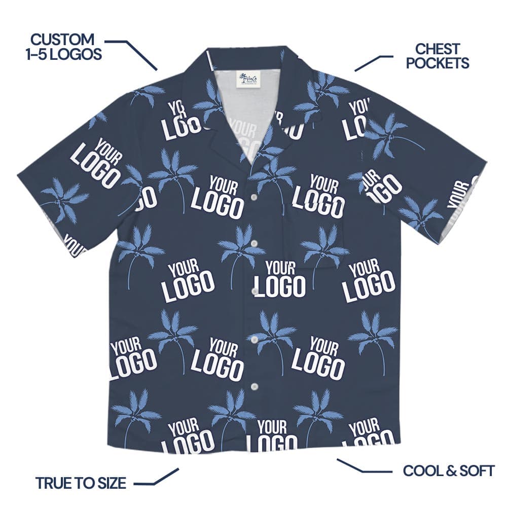 Bulk Custom Logo Navy Tropical Shirt No Minimum