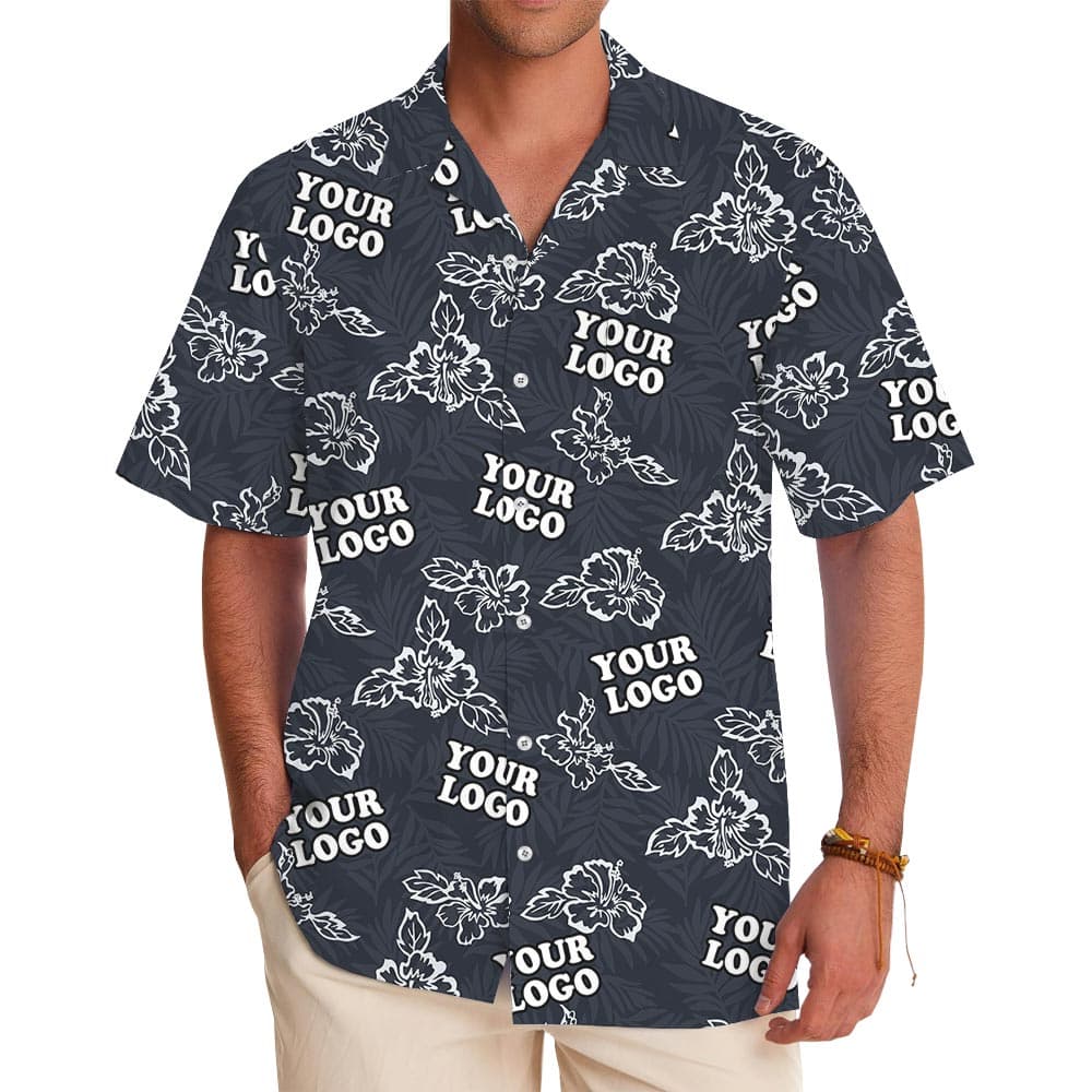 Bulk Order Navy Team Hawaiian Shirt Custom Logo