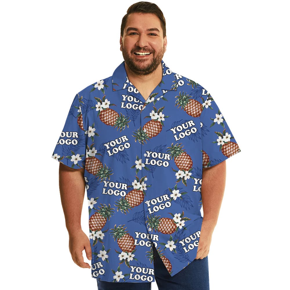 Classic Blue Pineapple Hawaiian Shirt With Custom Logo8