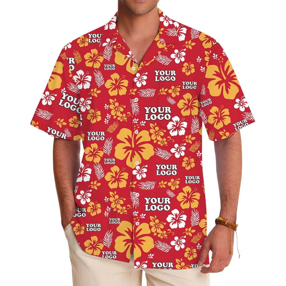 Colorful Hawaiian Button Up Shirt With Logo And Floral