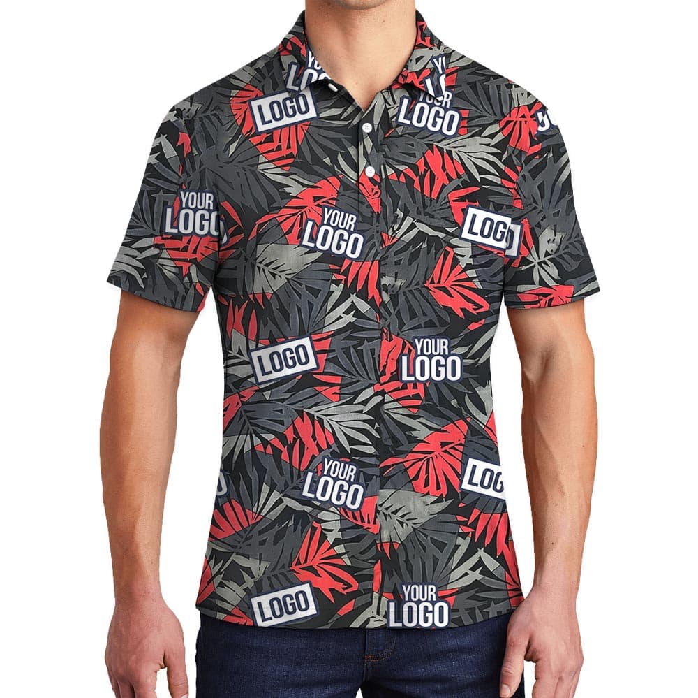 Cool Custom Tropical Polo With Company Logo Red