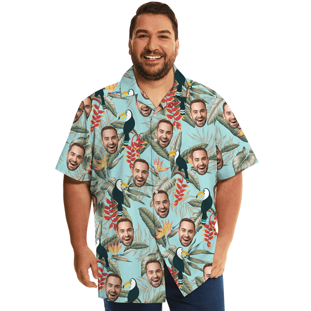 Custom 1-4 Faces Tropical Toucan Hawaiian Shirt (1)