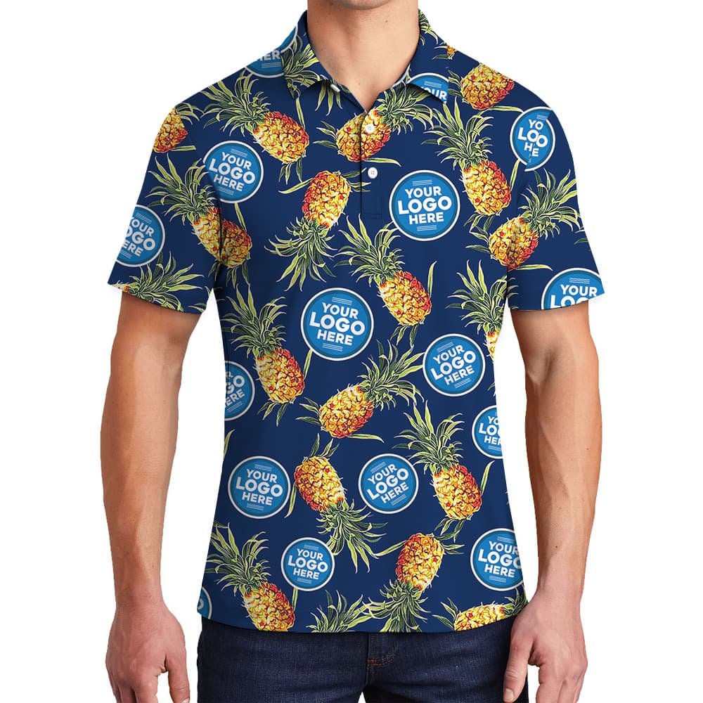 Custom 1-4 Logos Vintage Pineapple Navy Polo Shirt 1