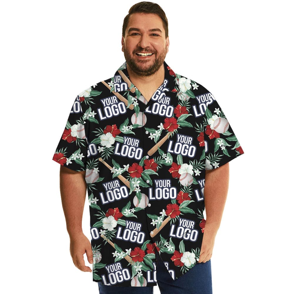 Custom Baseball Team Logo Tropical Shirt With Preview
