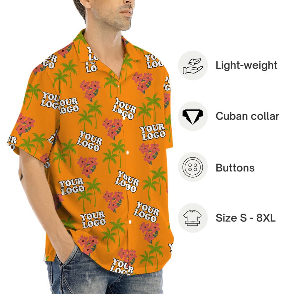 Custom Company Logo Floral Aloha Shirt