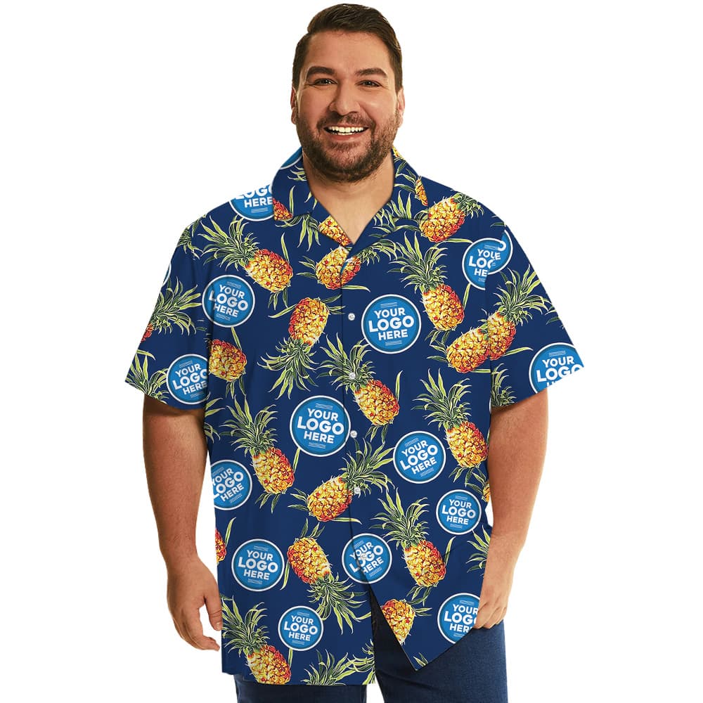 Custom Company Logo Vintage Navy Hawaiian Shirt8