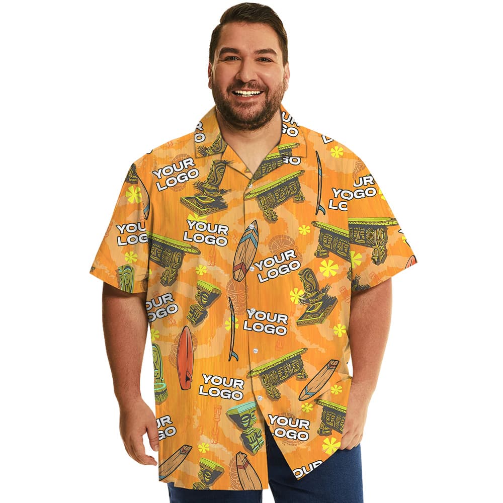 Custom Company Logo Vintage Orange Tiki Hawaiian Shirt6