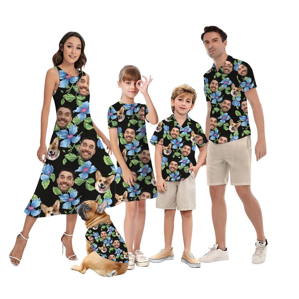 Custom Dog And Owner Matching Hawaiian Shirt Dress