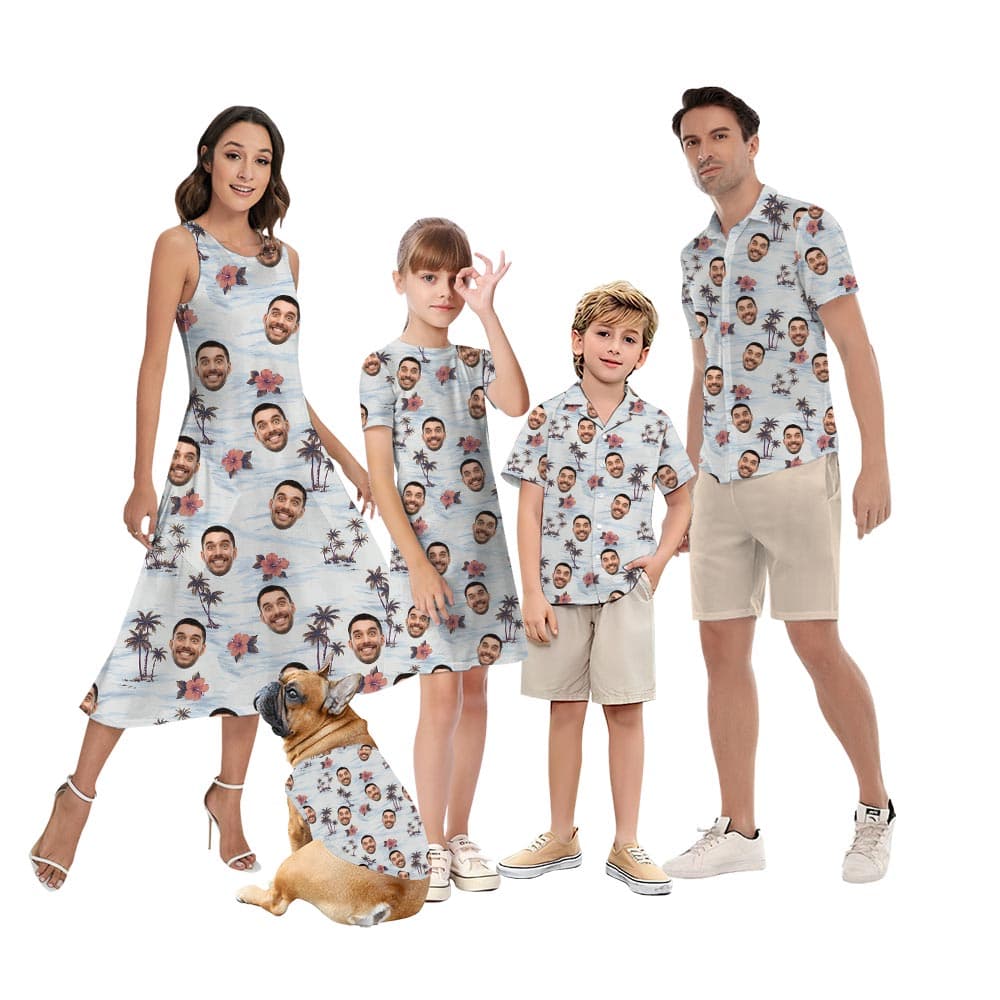 Custom Face Beach Theme Matching Aloha Outfits