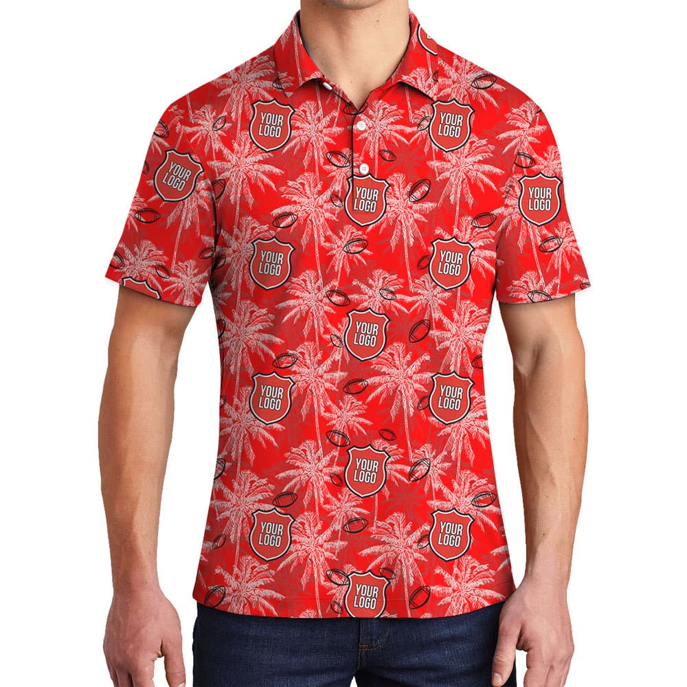Custom Football Team Logo Polo Shirt With Beach Theme