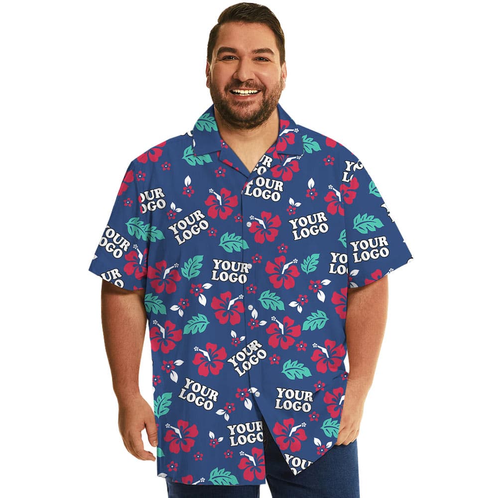 Custom Logo Navy Hawaiian Shirt For Company Uniform (5)