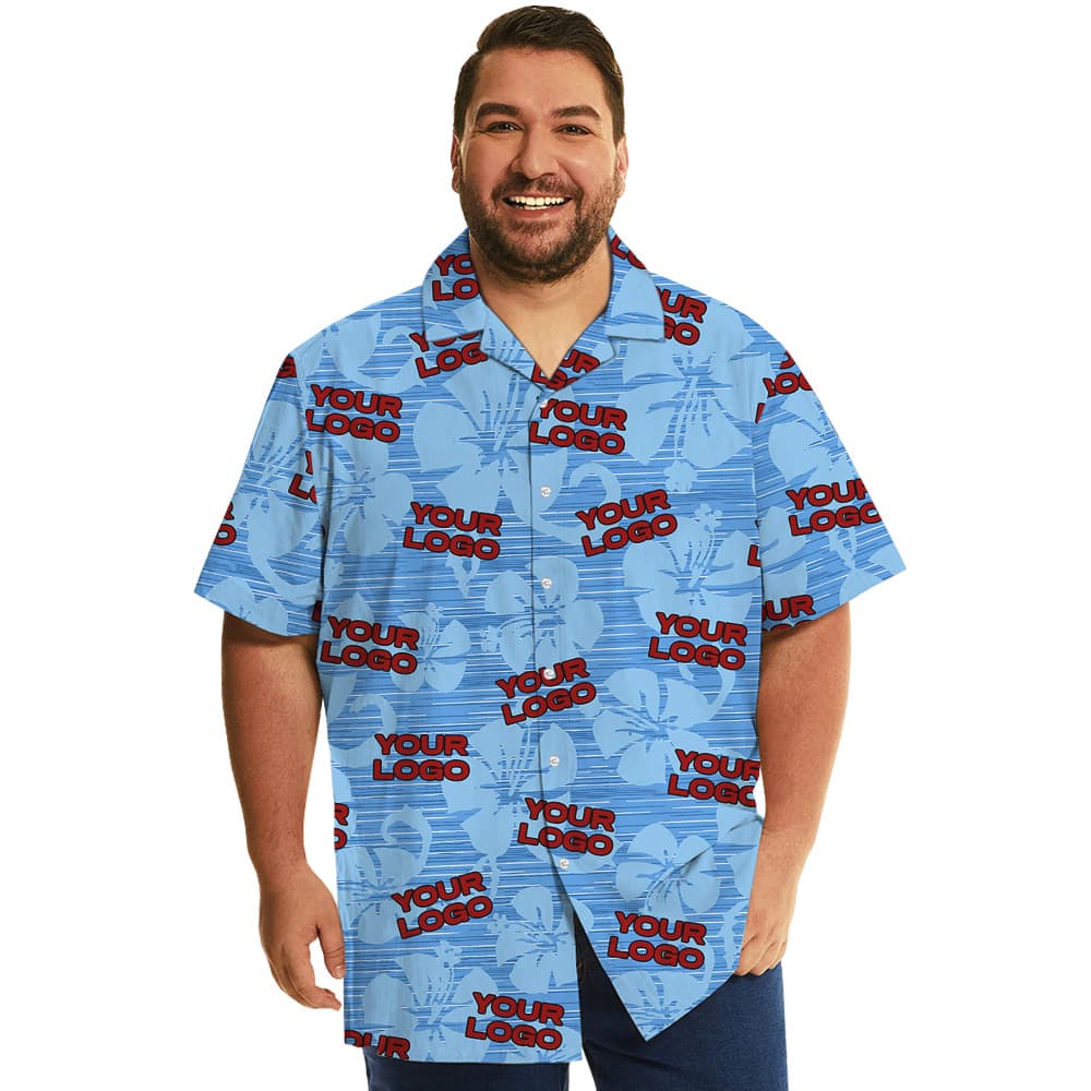 Custom Multiple Company Logos Blue Hawaiian Shirt 8