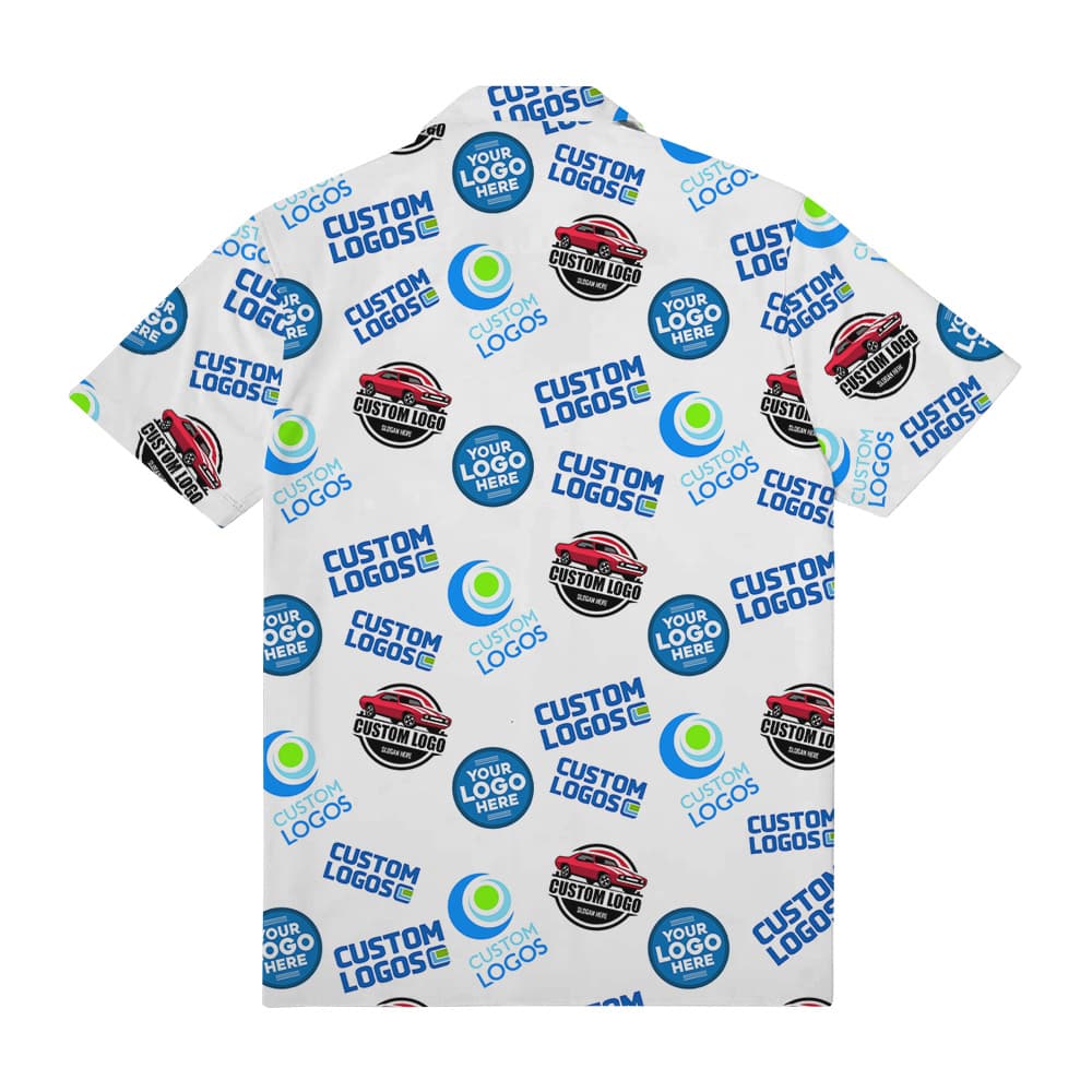Custom Multiple Company Logos Pocket Hawaiian Shirt