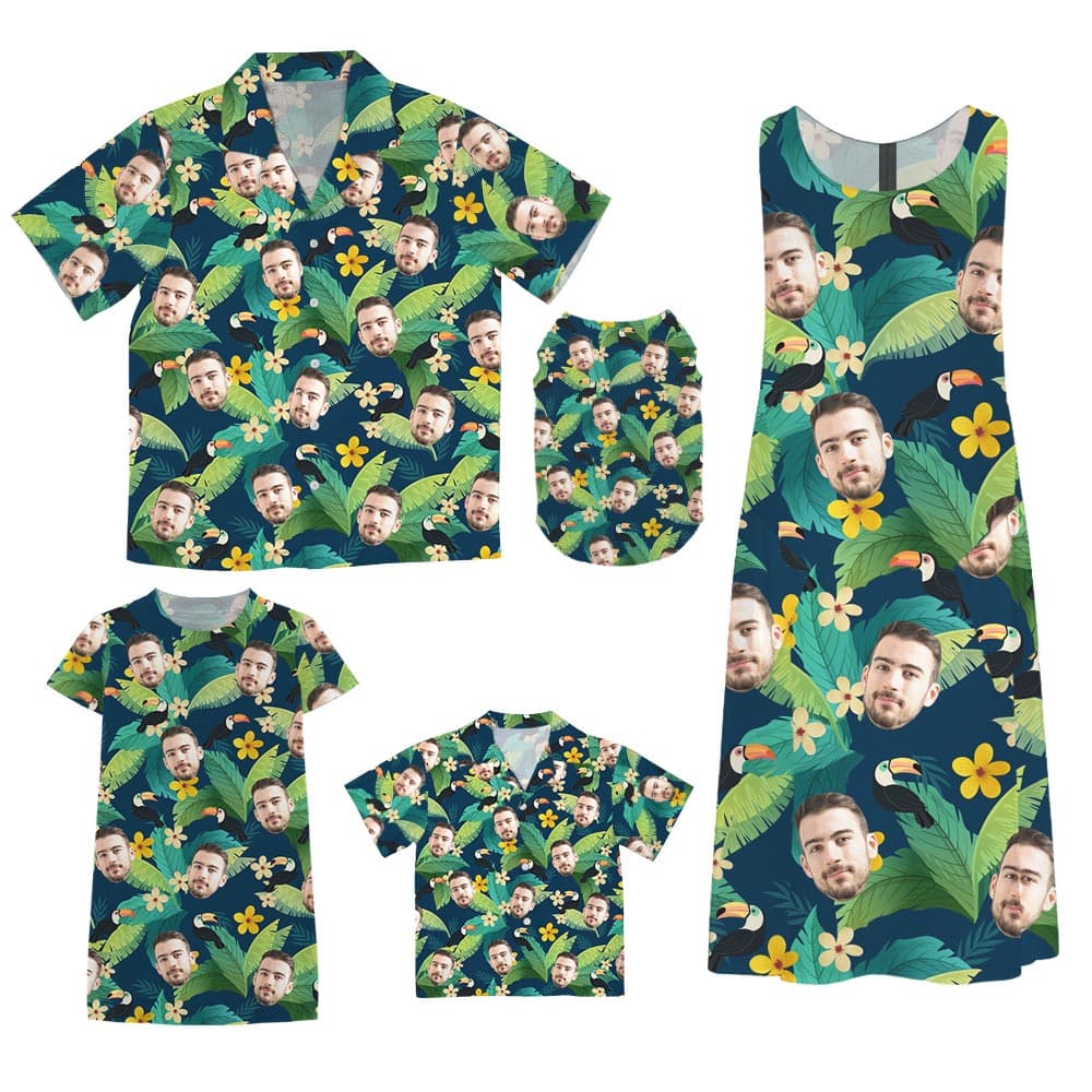 Custom Photo Tropical Toucan Matching Family Hawaiian Shirt Dress