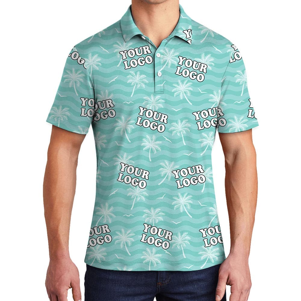 Custom Team Logo Polo Shirt Palm Trees