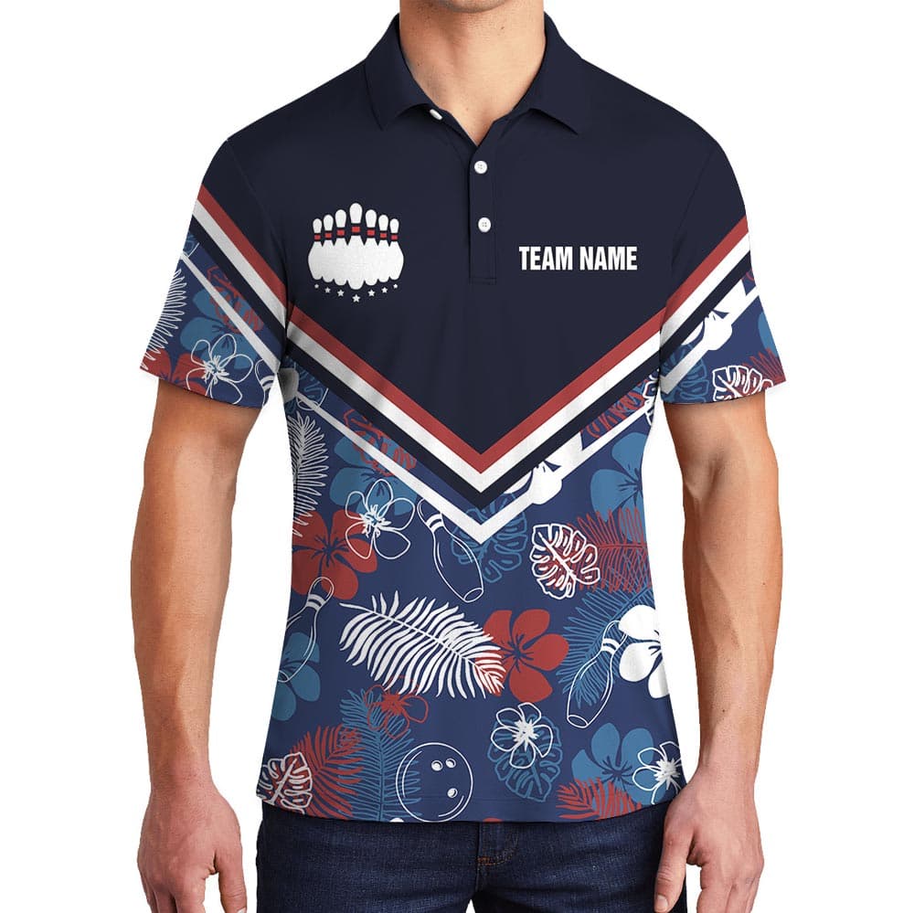 Custom Team Name Bowling Polo Tropical Shirt (1)