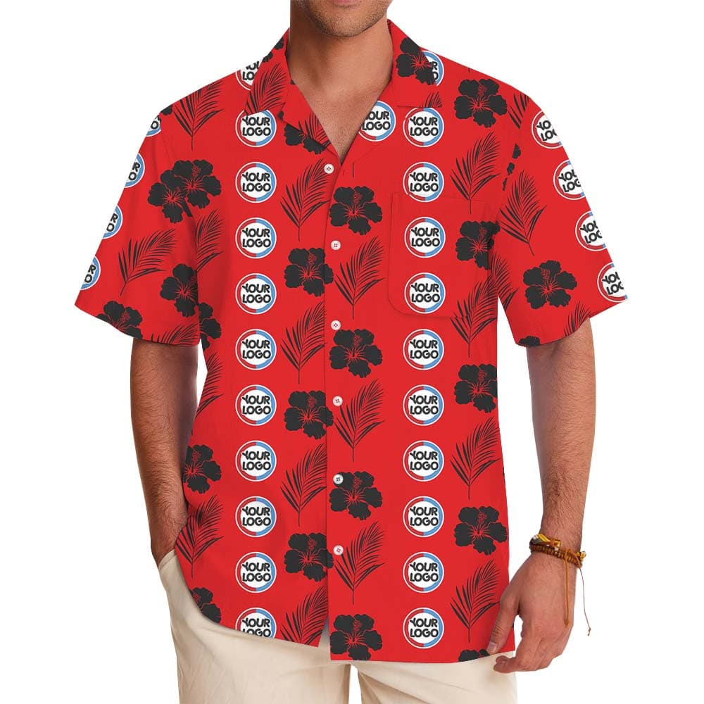Custom Team Or Company Logo Red Hawaiian Shirt