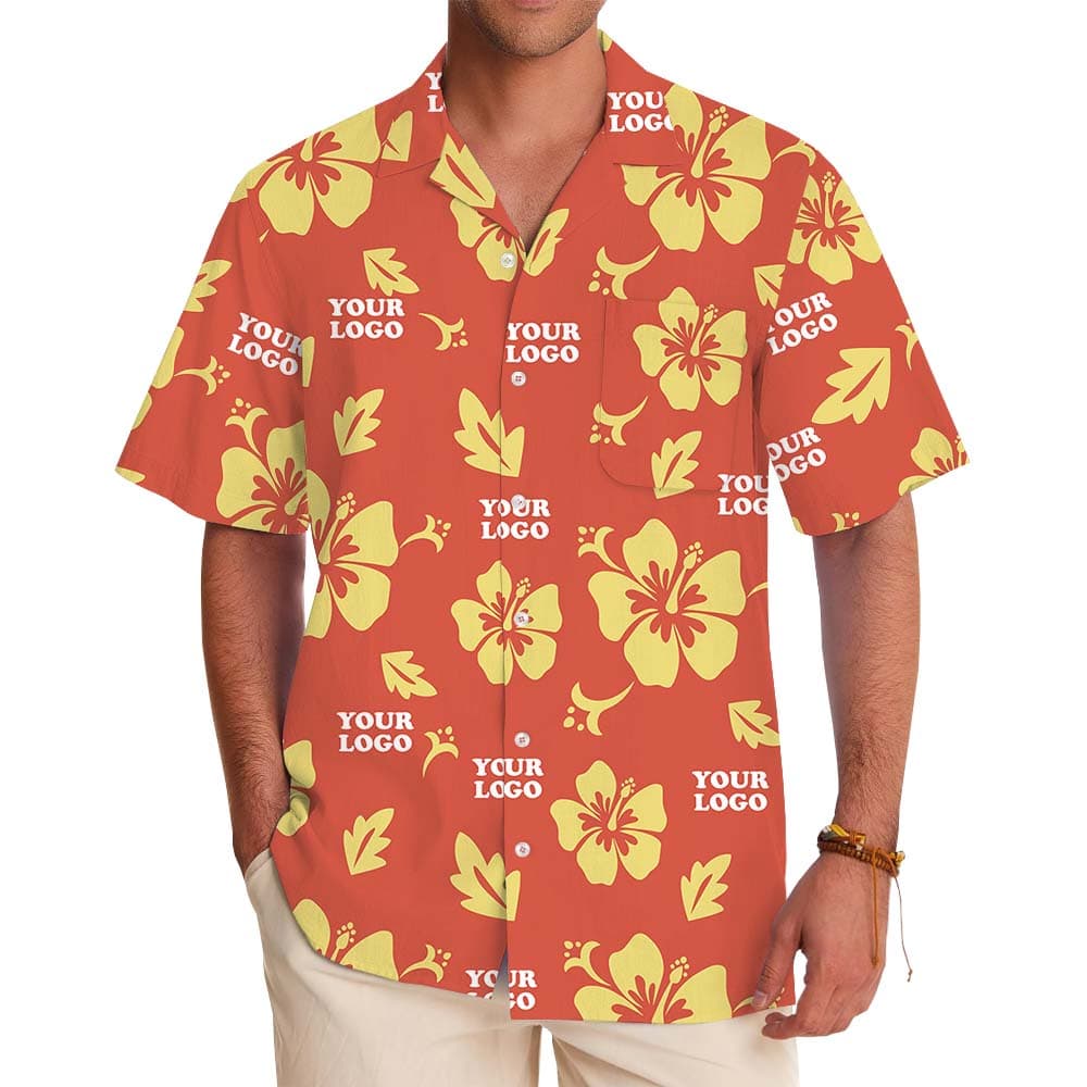 Customized Orange Hawaiian Shirt With A Preview