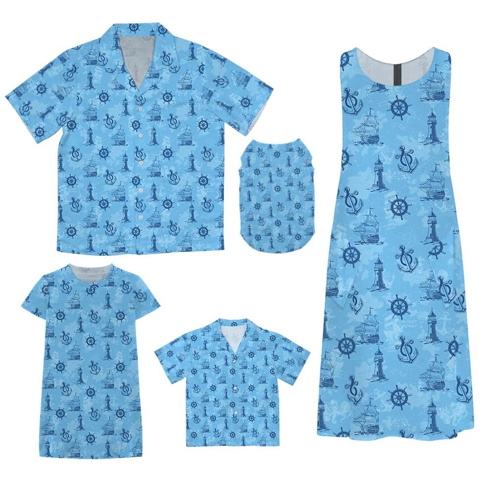 Family Cruise Vacation Matching Hawaiian Outfits