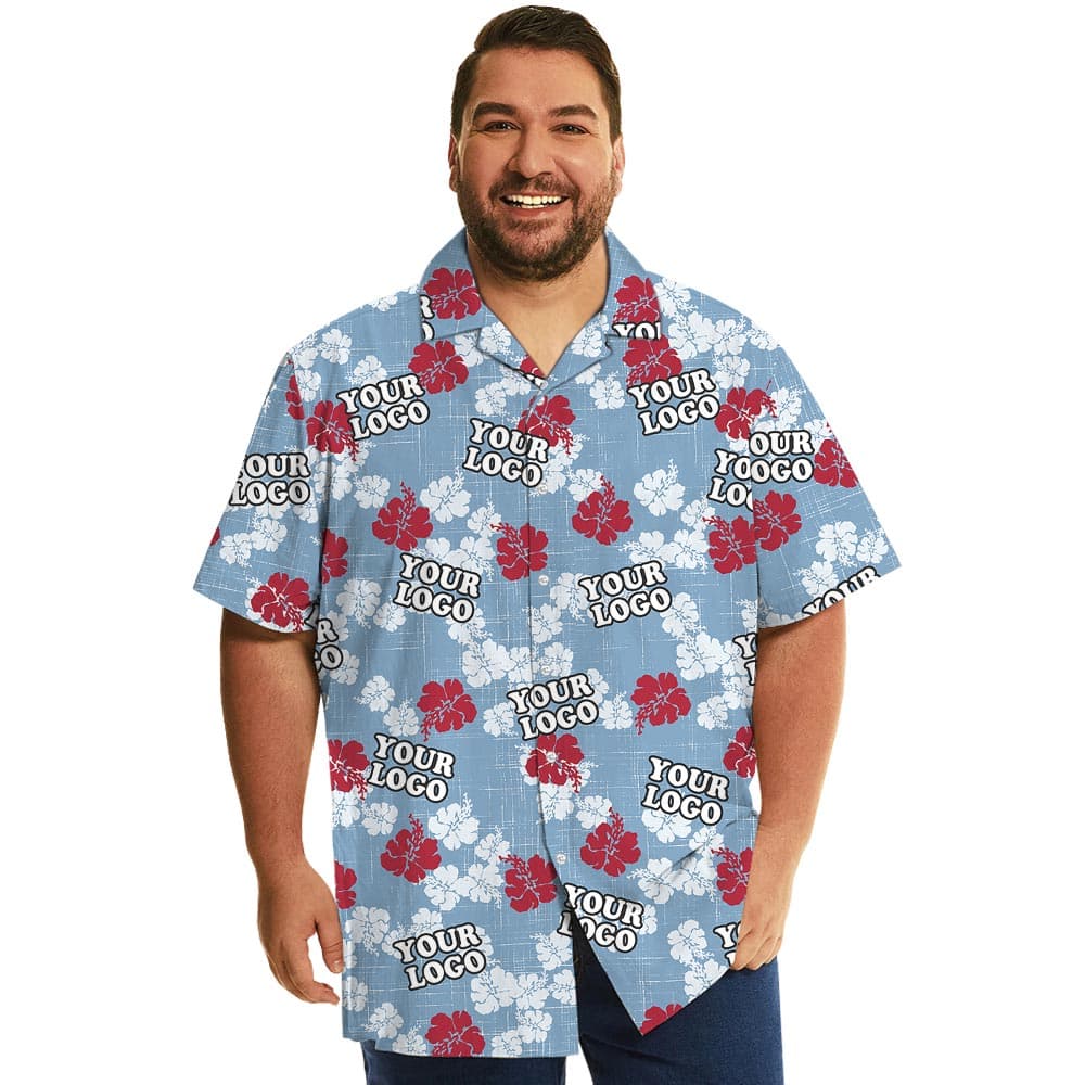 Floral Corporate Hawaiian Shirt With Logo Plus Size