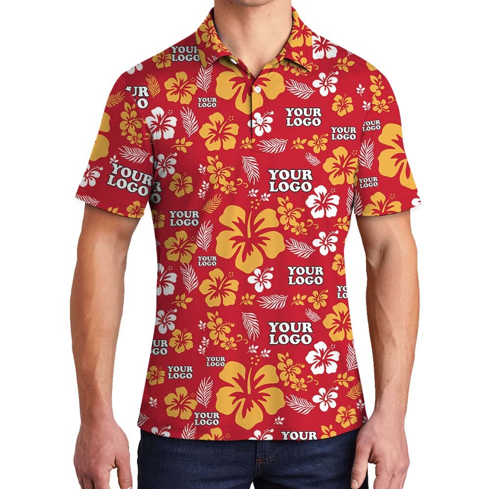 Floral Customize Logo Collared Polo Shirt For Men And Women5