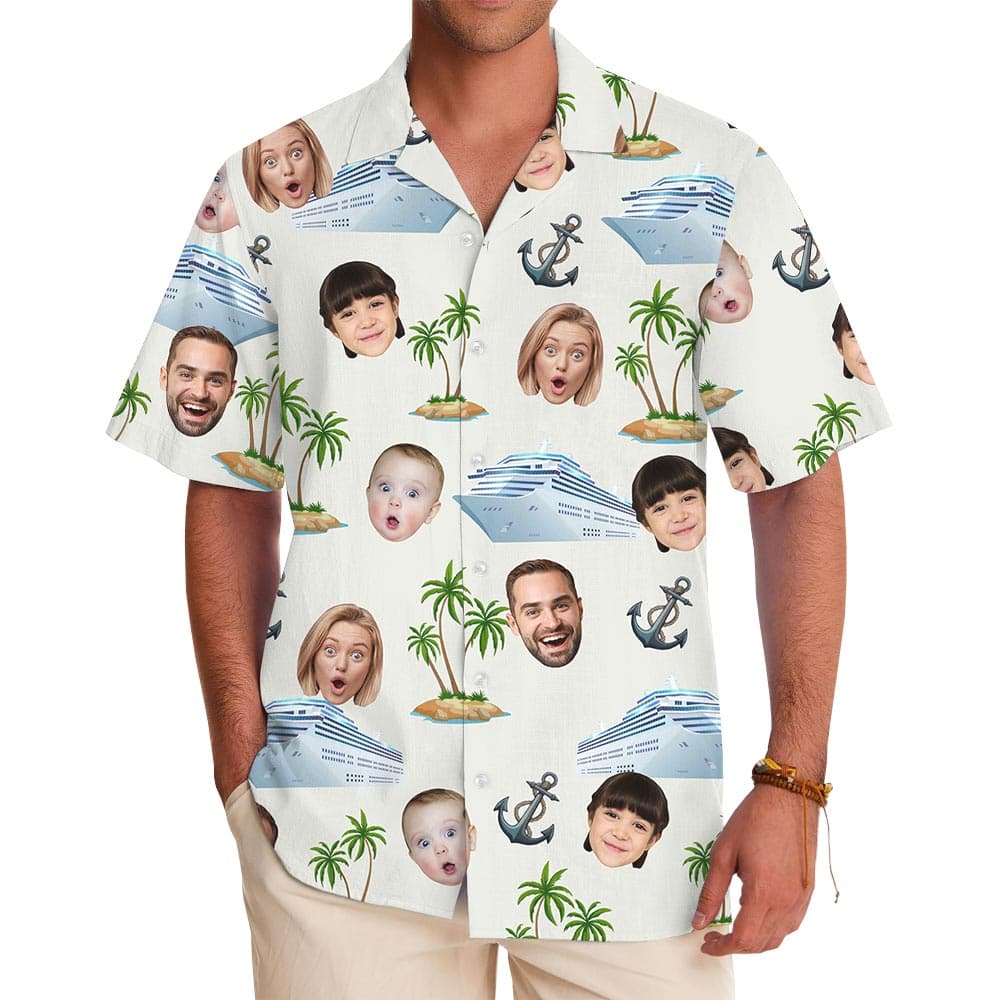 Funny Custom Family Face Cruise Hawaiian Shirt
