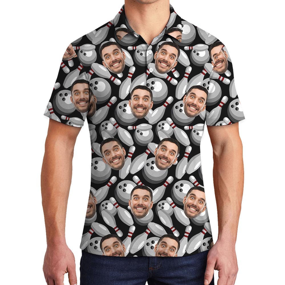 Funny Custom Multiple Faces Bowling Polo Shirt