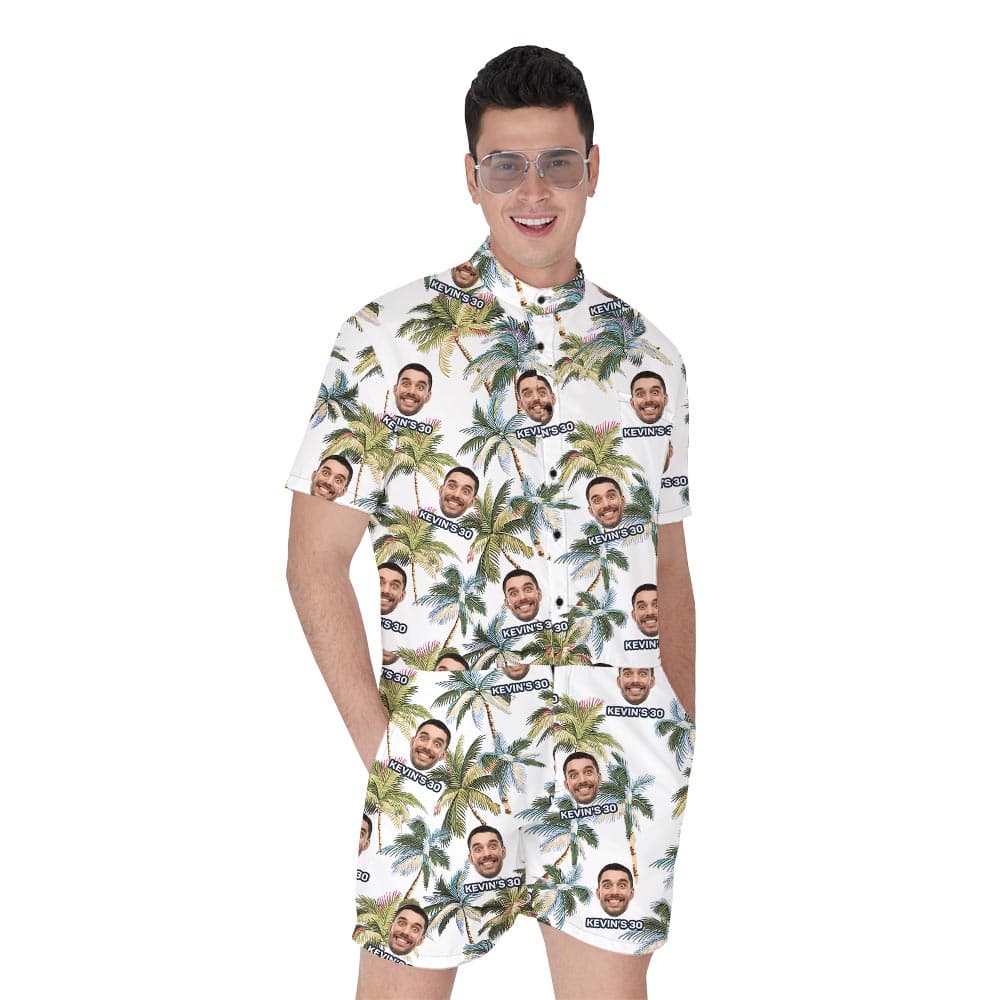 Funny Custom Your Face On Tropical Palm Romper