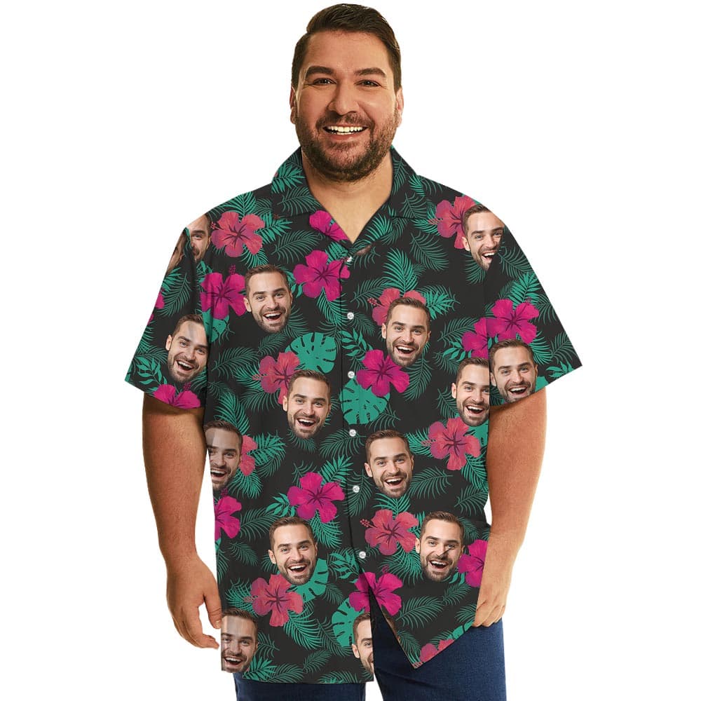 Funny Custom Your Face Tropical Summer Shirt Hibiscus