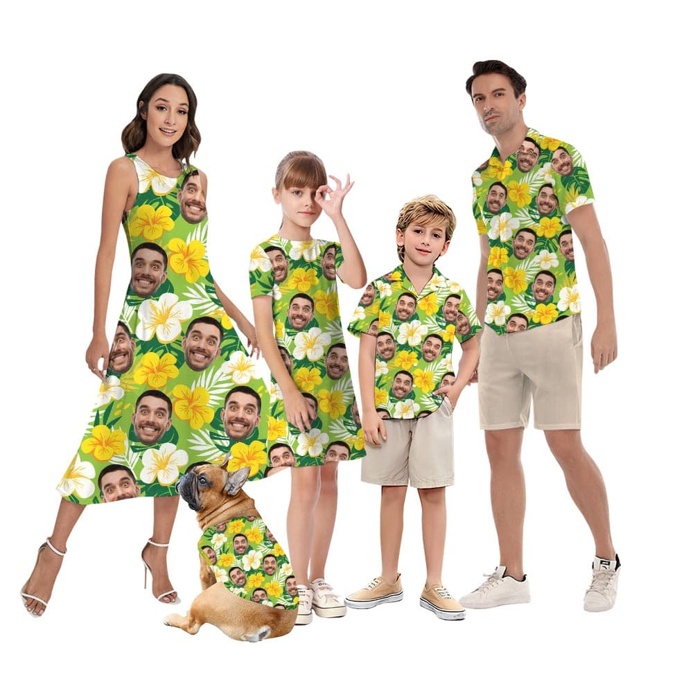 Funny Green Men And Women Matching Hawaiian Outfit