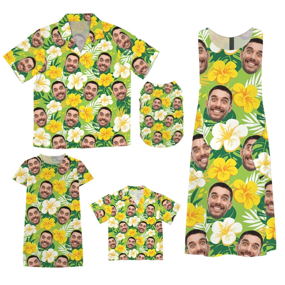 Funny Green Men And Women Matching Hawaiian Outfit