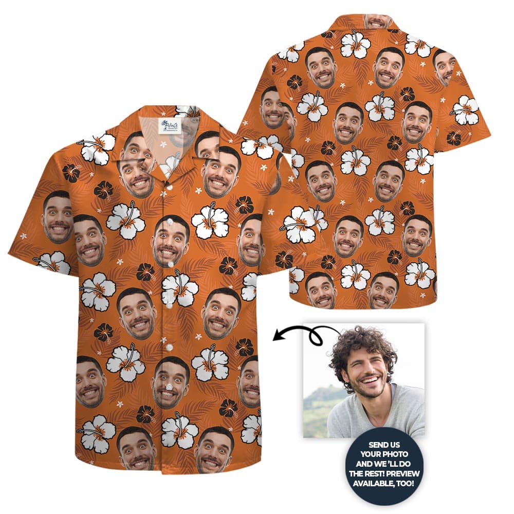 Funny Your Face Hawaiian Shirt Orange Print (2)