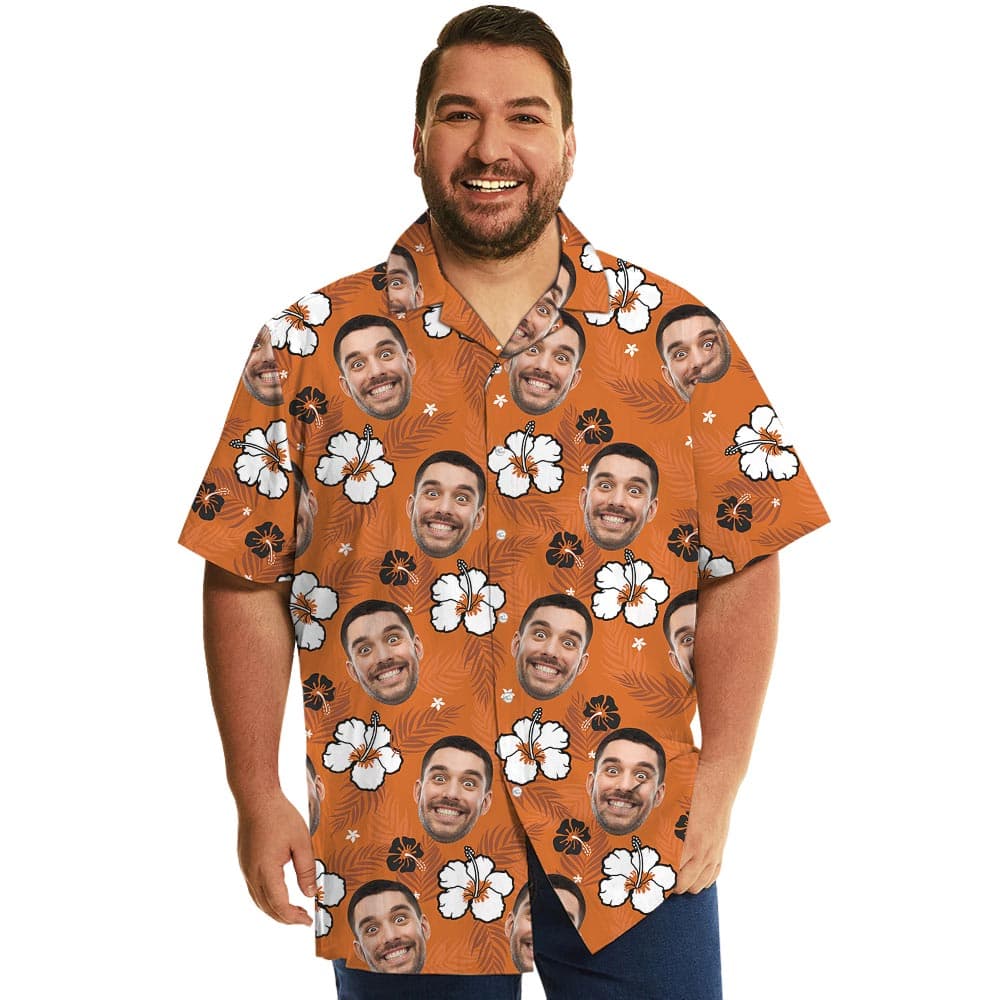 Funny Your Face Hawaiian Shirt Orange Print
