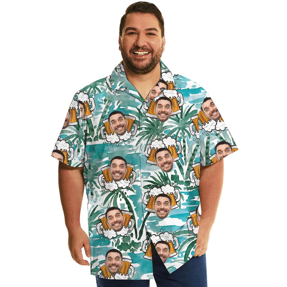 Funny Your Photo Beer Hawaiian Shirt Beach Theme