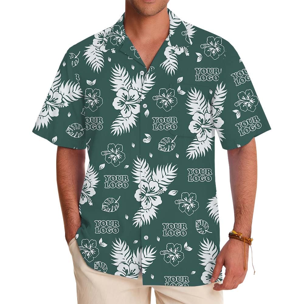 Green Floral Customize Hawaiian Shirt For Team