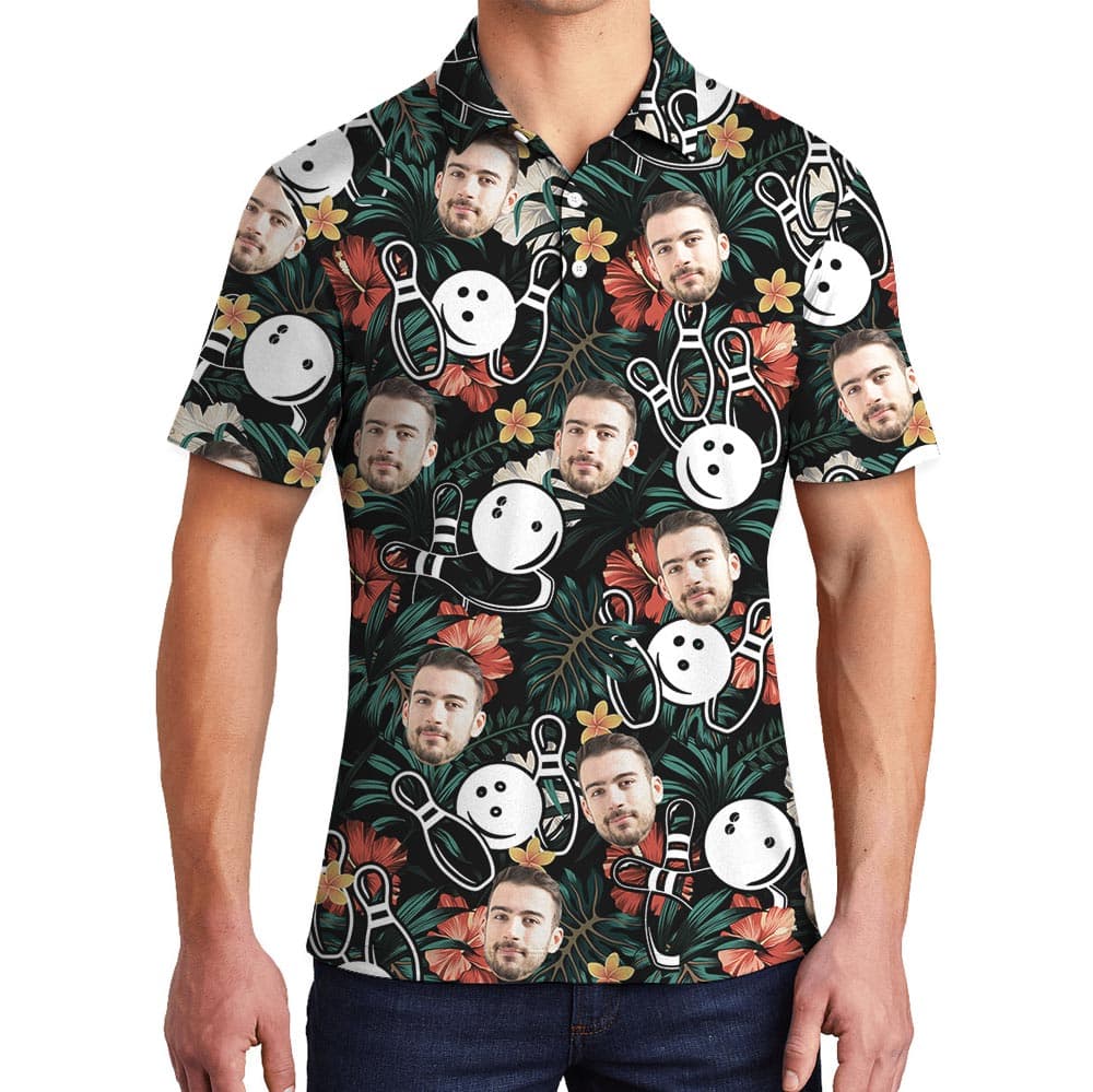 Matching Personalized Bowling Polo Shirt With Your Faces