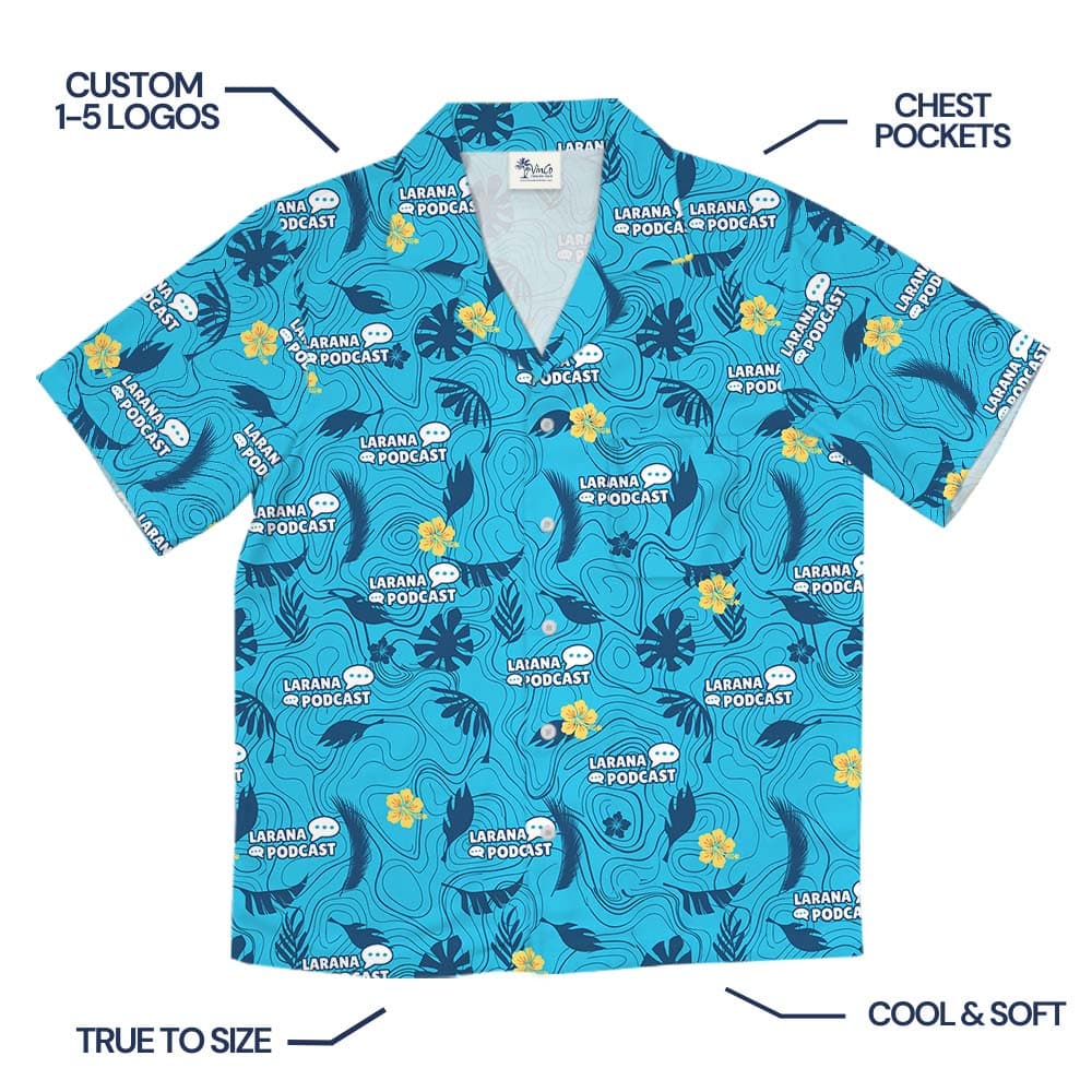 Ocean Swirl Blue Hawaiian Shirt With Custom Logo