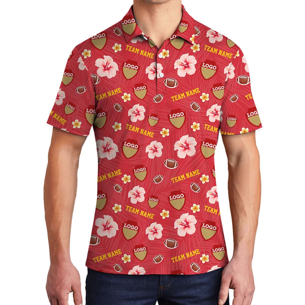 Personalized Logo And Team Name Football Red Polo Shirts