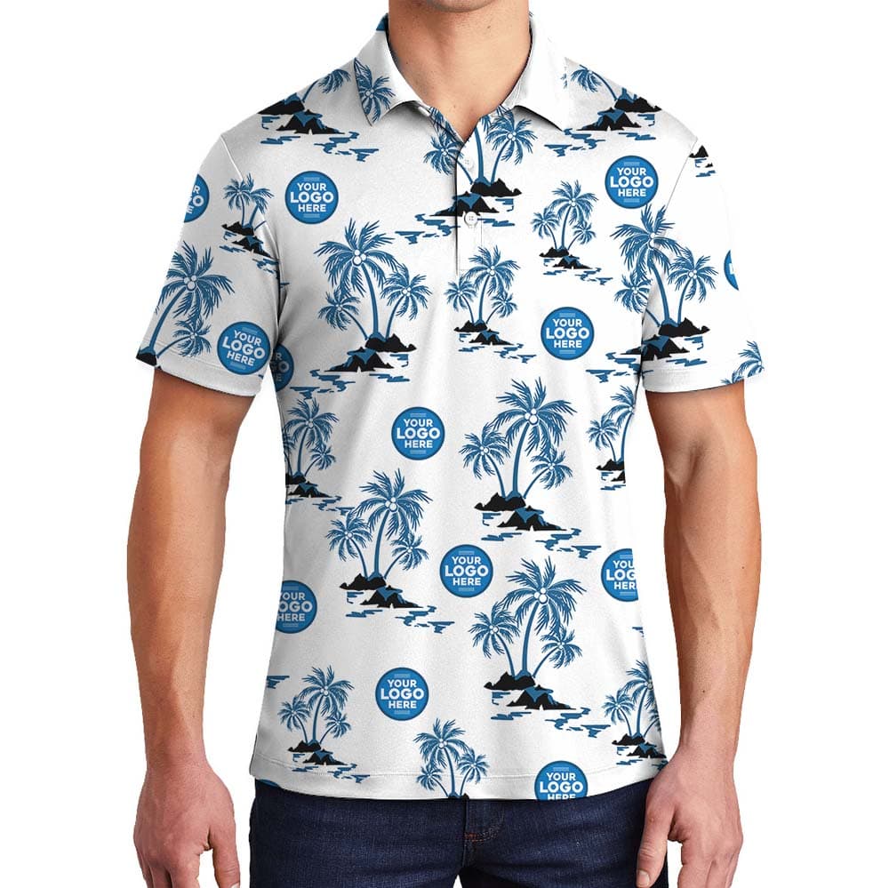 Personalized Logo Collared Polo Shirt With Palm Tree