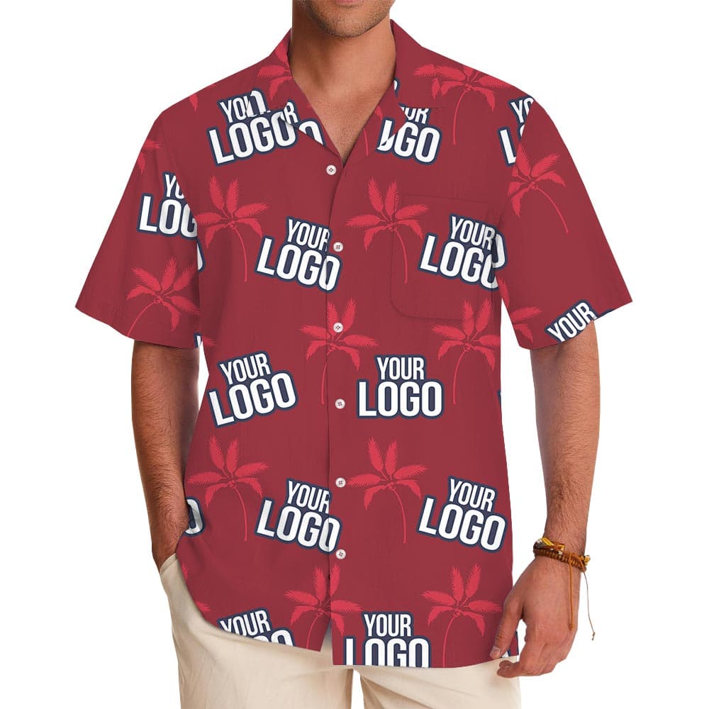 Personalized Logo Red Hawaiian Shirt For Corporate
