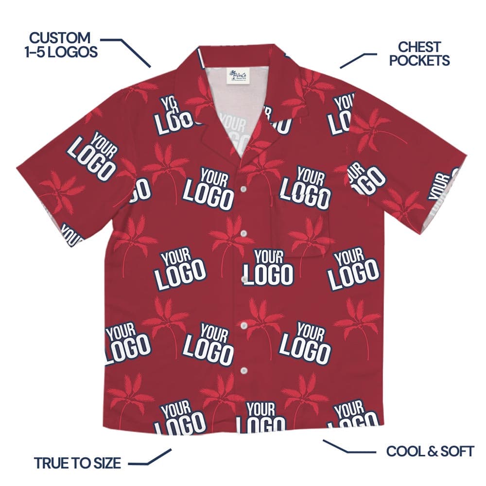 Personalized Logo Red Hawaiian Shirt For Corporate