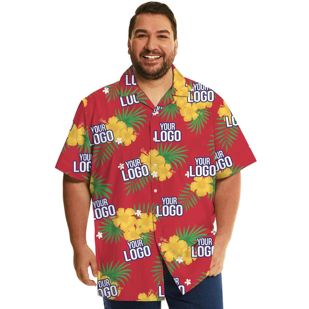 Personalized Red Hawaiian Shirt For Company With Logo