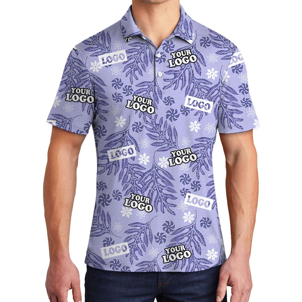 Purple Tropical Polo Shirt With Custom Logo