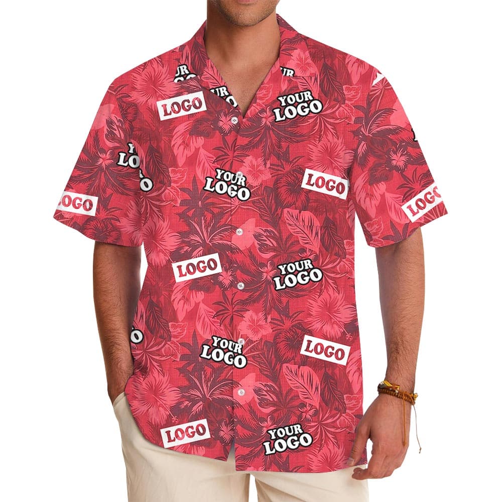 Red Personalized Team Logo Hawaiian Shirt Bulk Order